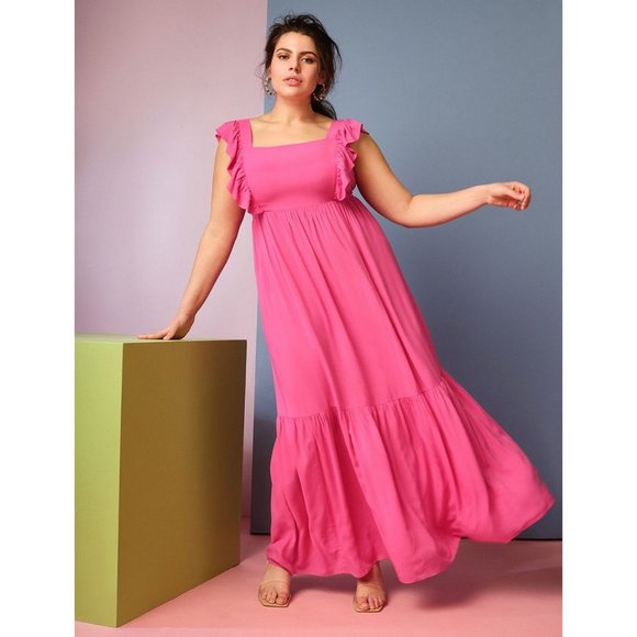 Eloquii | Dresses | New Eloquii Pink Ruffle Detail Maxi Dress 22w | Poshmark